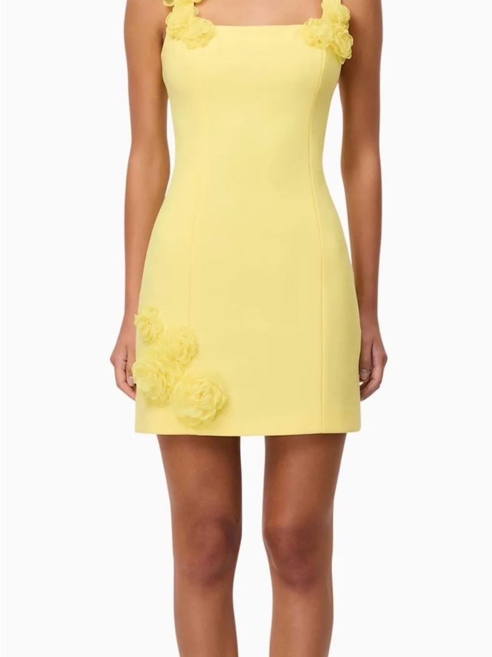 Elliatt Trompe 3D Mini Dress In Yellow Size Large